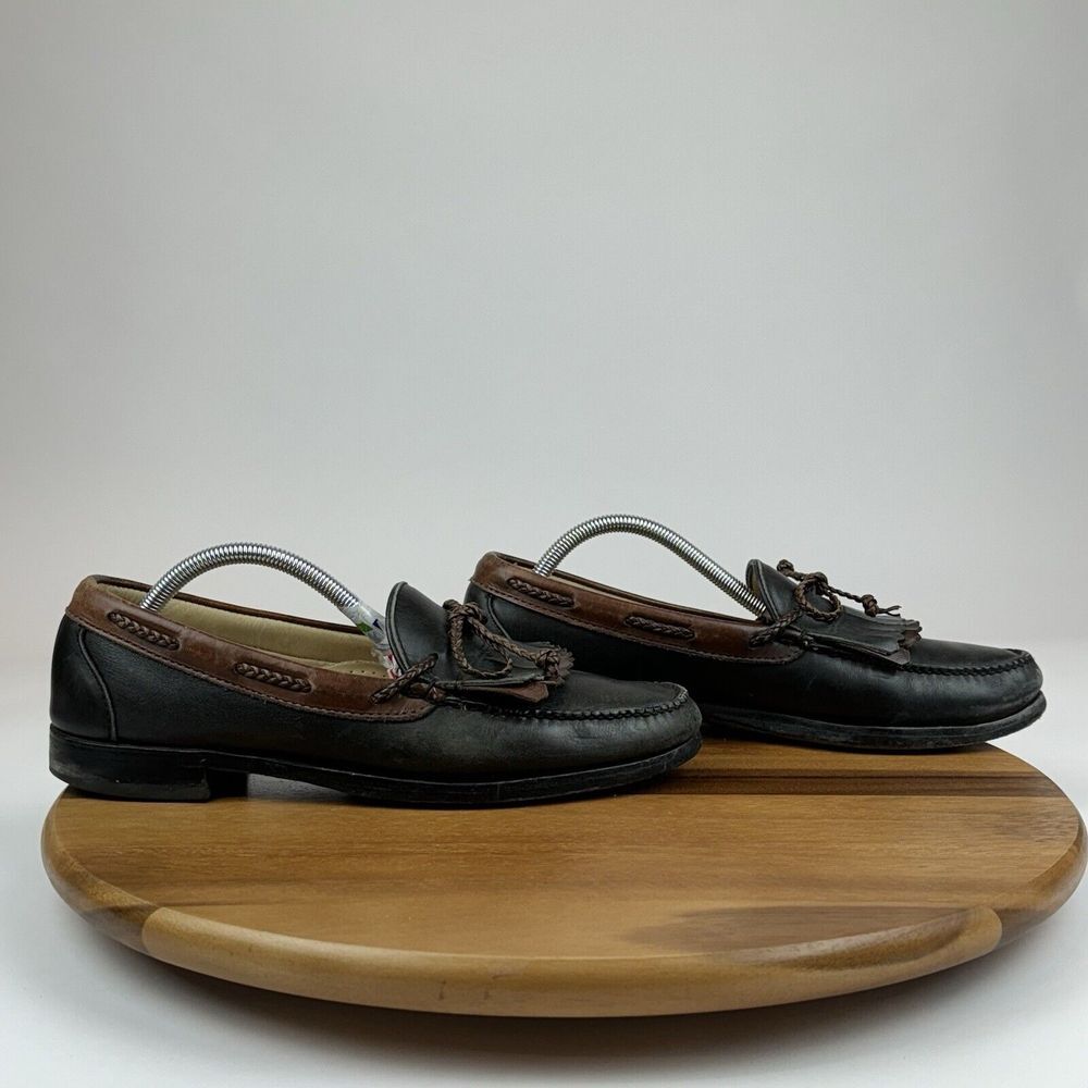 Mens Allen Edmonds Woodstock Black Leather‎ Tassel Bow Dressy Loafers Size 11 AA